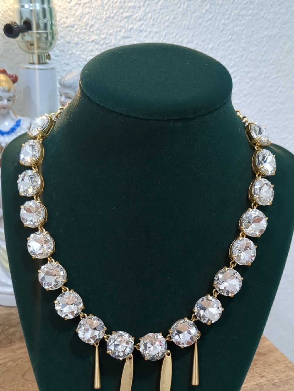 J CREW Gold-Tone Crystal Statement Necklace in Clear